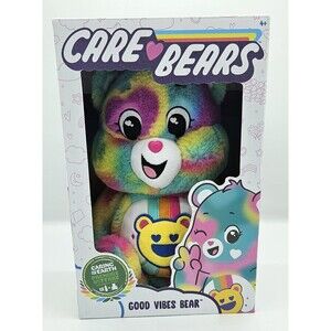 Care Bears Cloudco ~ Good Vibes ~ Plush Smiling Bear Rainbow NIB 14inches